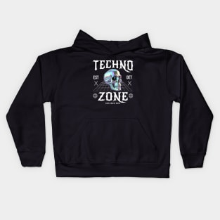 TECHNO - Techno Zone Skull (White) Kids Hoodie